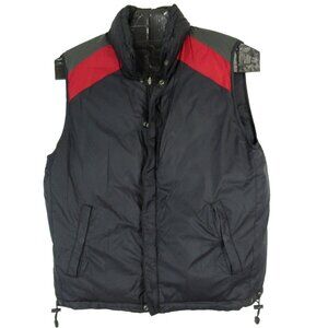 GAP XL Reversible Goose Down Puffer Vest Packable Zip Out Hood Black Gray Red